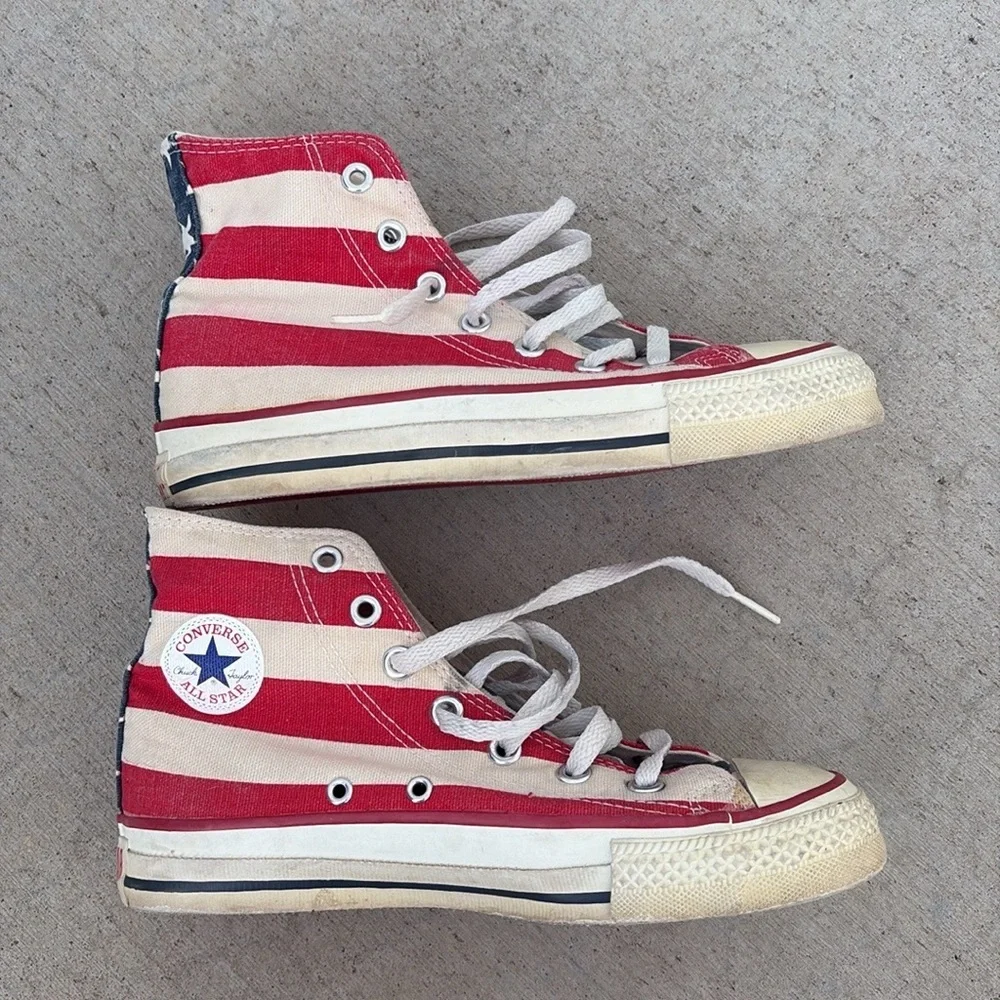 Converse All Star American Flag High Top Sneakers – Made in USA – Youth Size 4.5